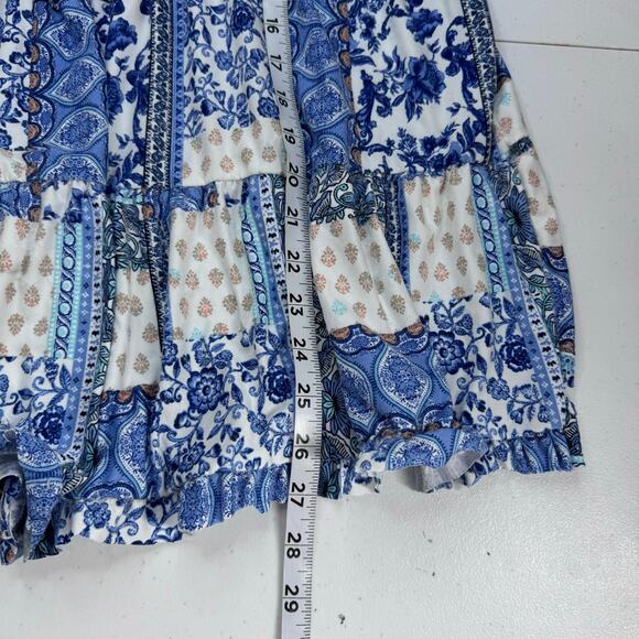 Just Be Women Plaid Patchwork Paisley Top Size 3X Blue Country Western Casual - Picture 6 of 7